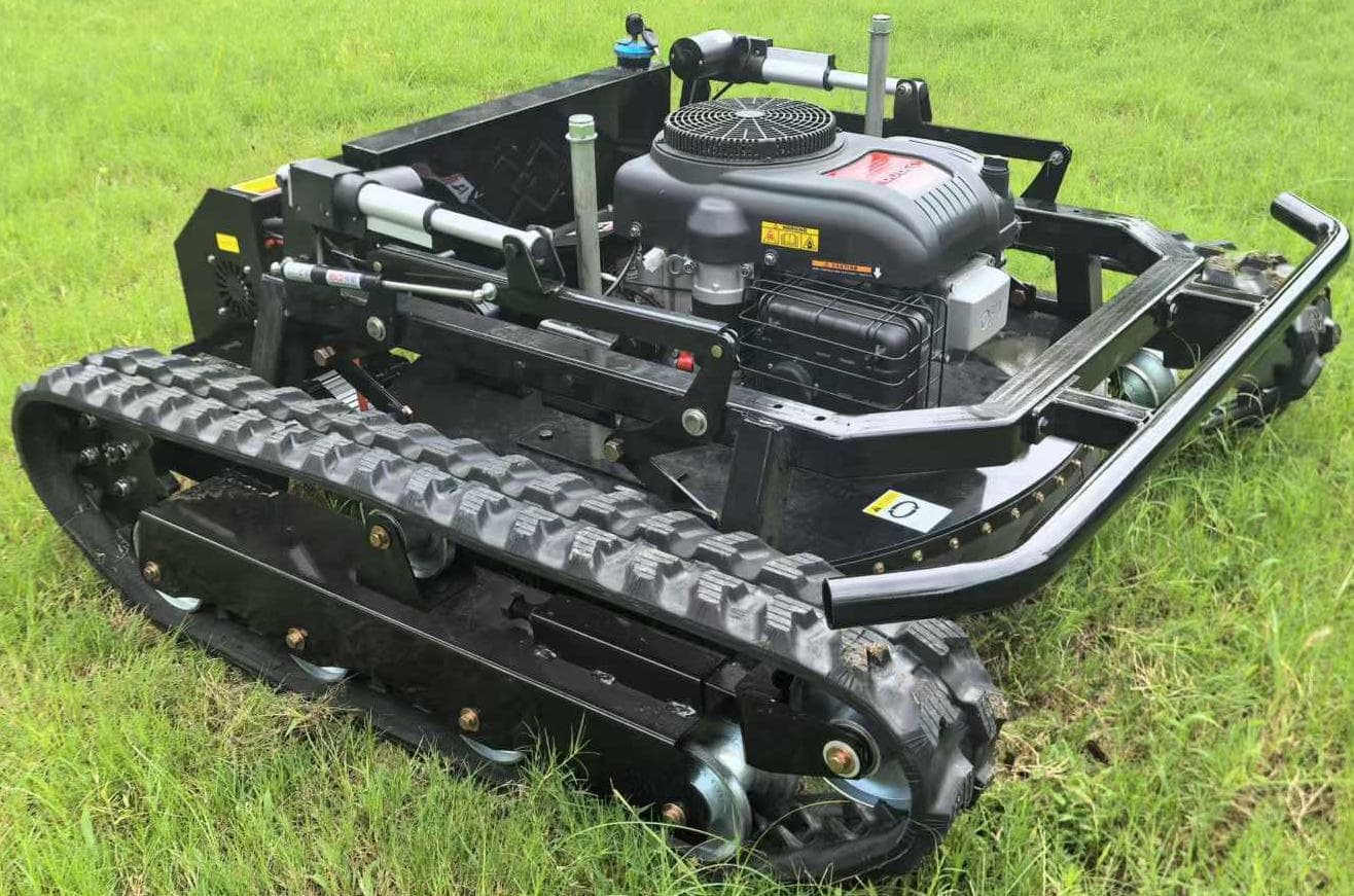 Remote control mower with tracked chassis for vegetation management